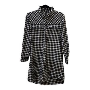 Madewell Black & White Glendale Plaid Flannel Daywalk Shirt Dress Size S
